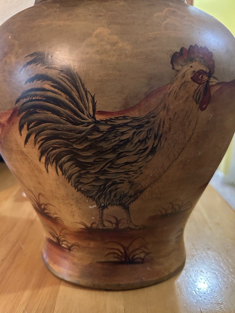 Pottery Jar rooster print(double Sides)