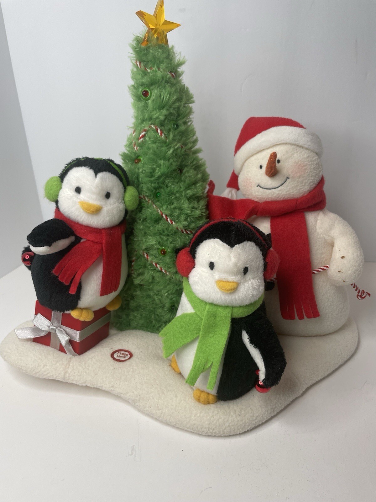 Vintage Jingle Pals Animated Musical Light Up Plush Snowman & Penguins Hallmark