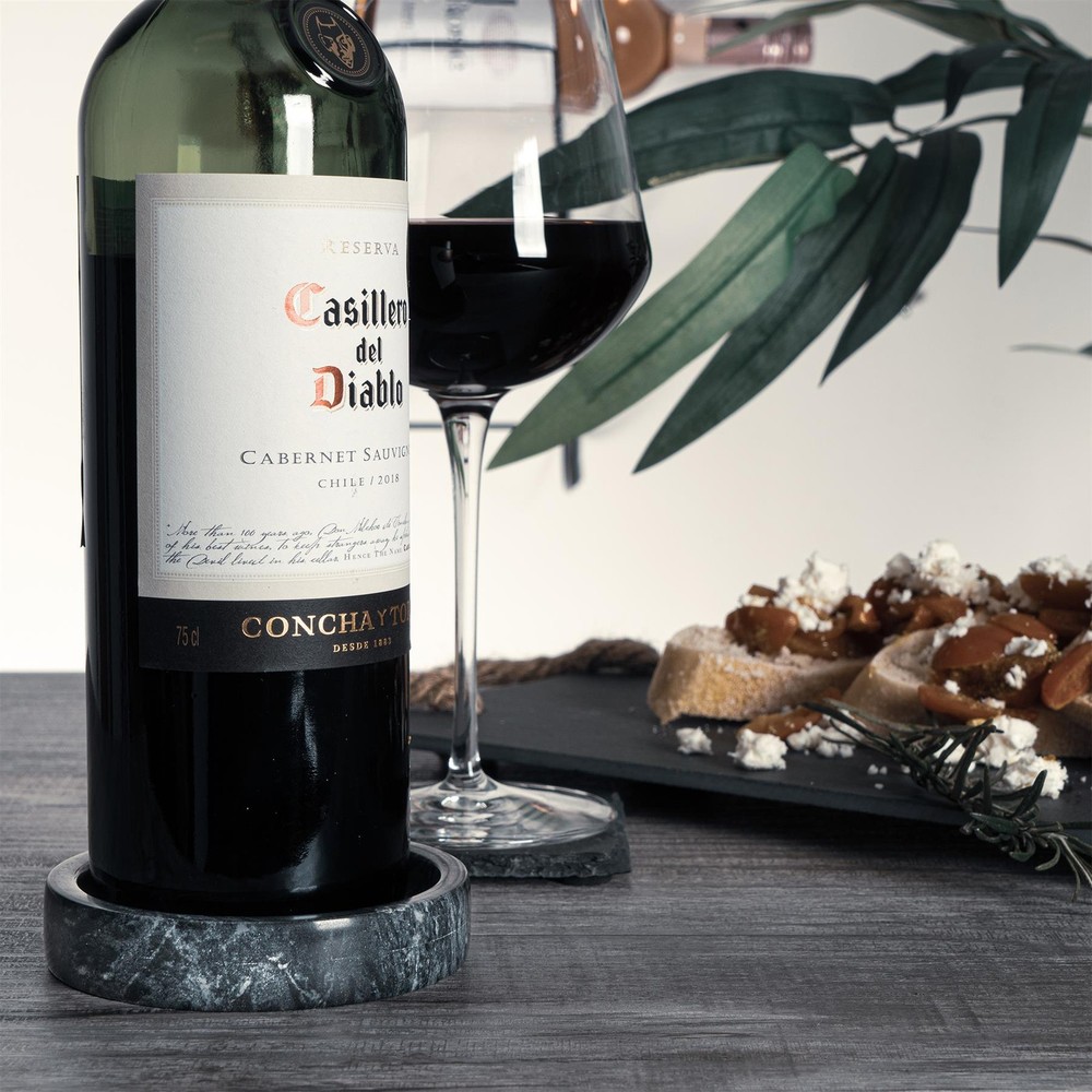 Marble Wine Bottle Coaster Solid Stone Barware Champagne Holder 10cm Black