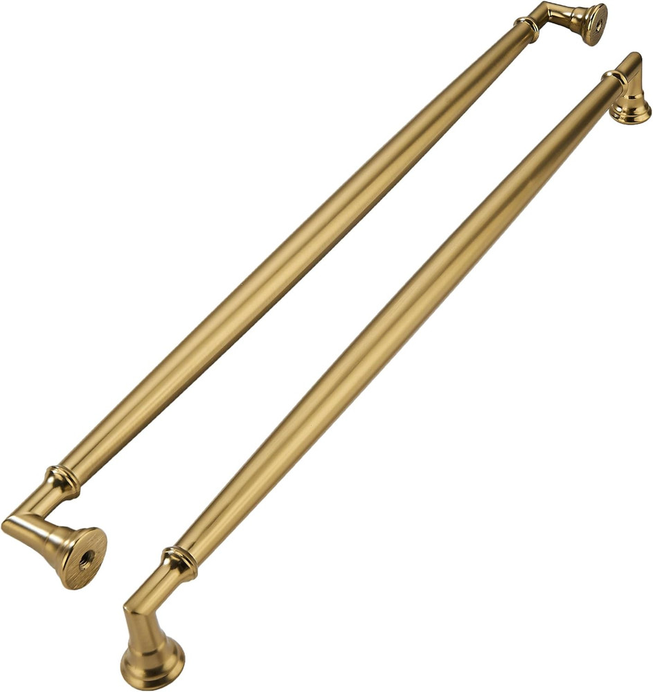 Brushed Brass Cabinet Pulls - 12" Heavy Duty Handles, 5 Pack