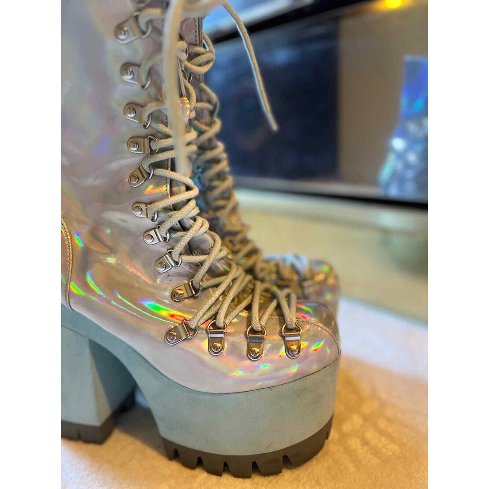 Club Exx Metallic Platform Boots. Size 8