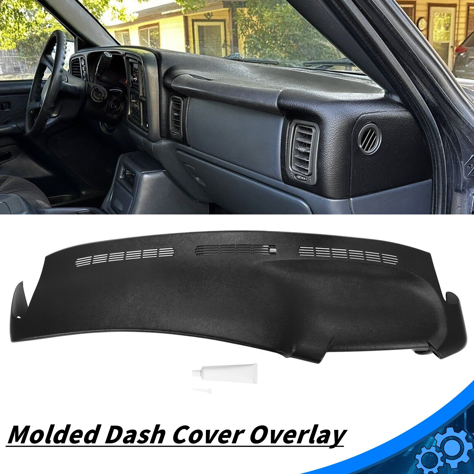 For Silverado Sierra Suburban 99-06 Black Molded Dash Cap Cover Overlay