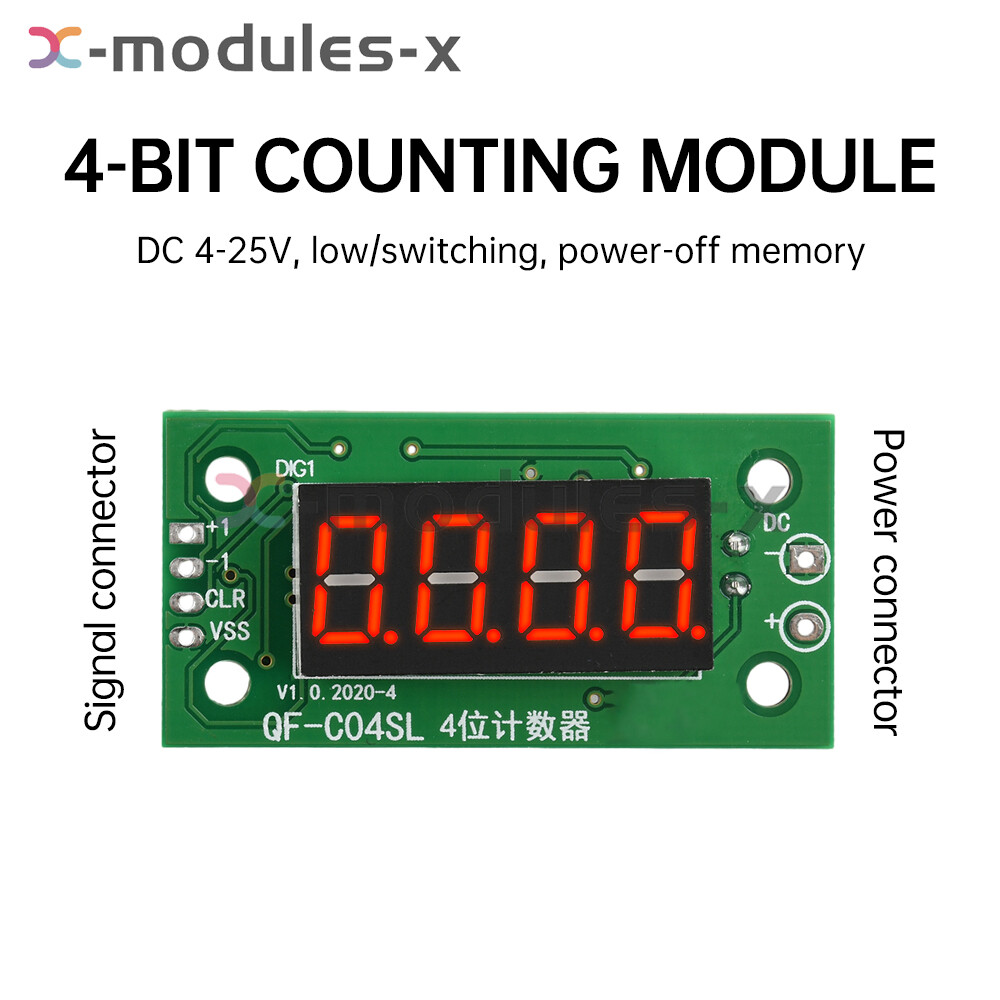 0.36" 4-Bit Digital Counter Module DC 4V-25V Low-Level Switching Counter Module