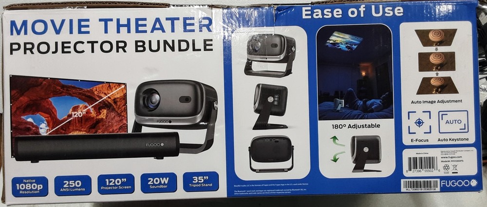 Fugoo Outdoor Projector & Soundbar Bundle with Tripod & 120" Foldable Screen