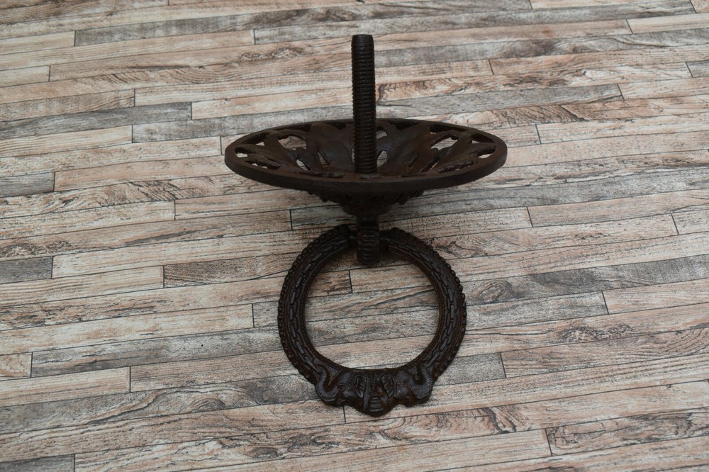 Vtg Victorian Iron Large Main Front Door Gate Farm Barn Knocker Ring Pull Handle