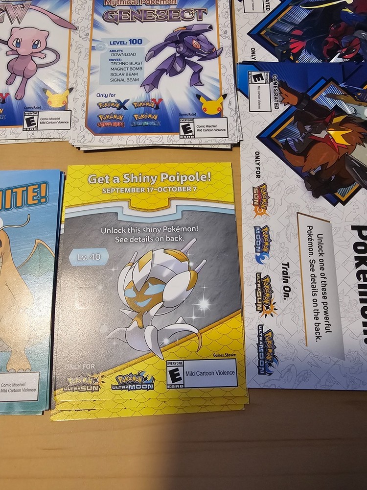 32 Used Scratched Nintendoo 3DS Pokemon Event Code Cards 2015-2017