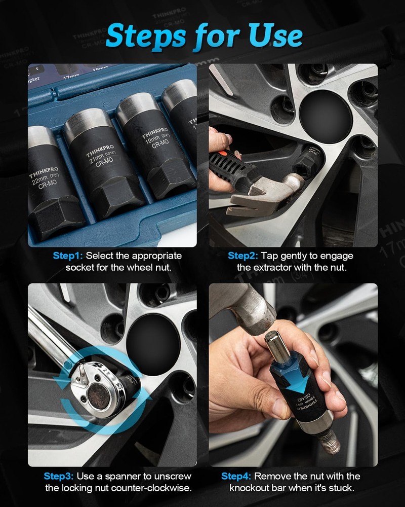 Thinkpro Locking Lug Nut Removal Tool-6 Pieces Deep 6