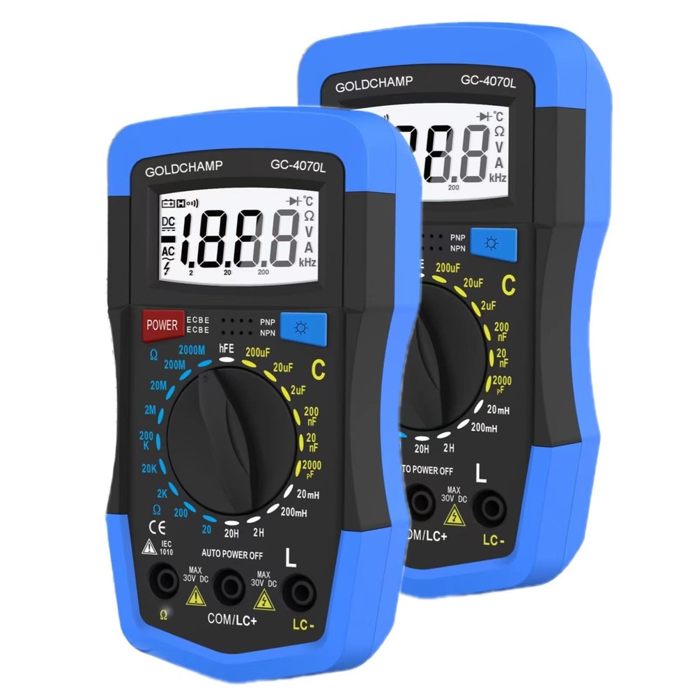 Capacitor Tester 2 Packs, 200~2000M0 0hm Multimeter Capacitance Meter, hFE Te...