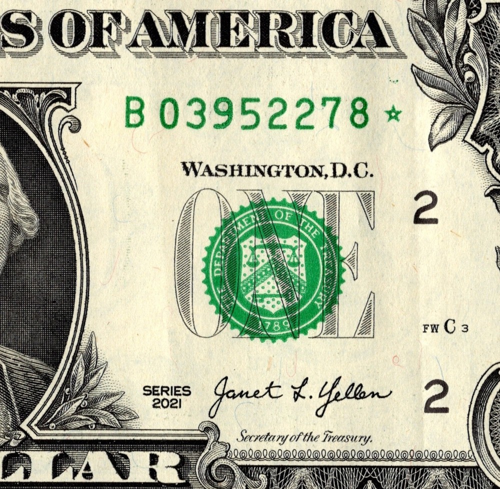B STAR NOTE 2021 ONE DOLLAR B03952278* REGULAR RUN