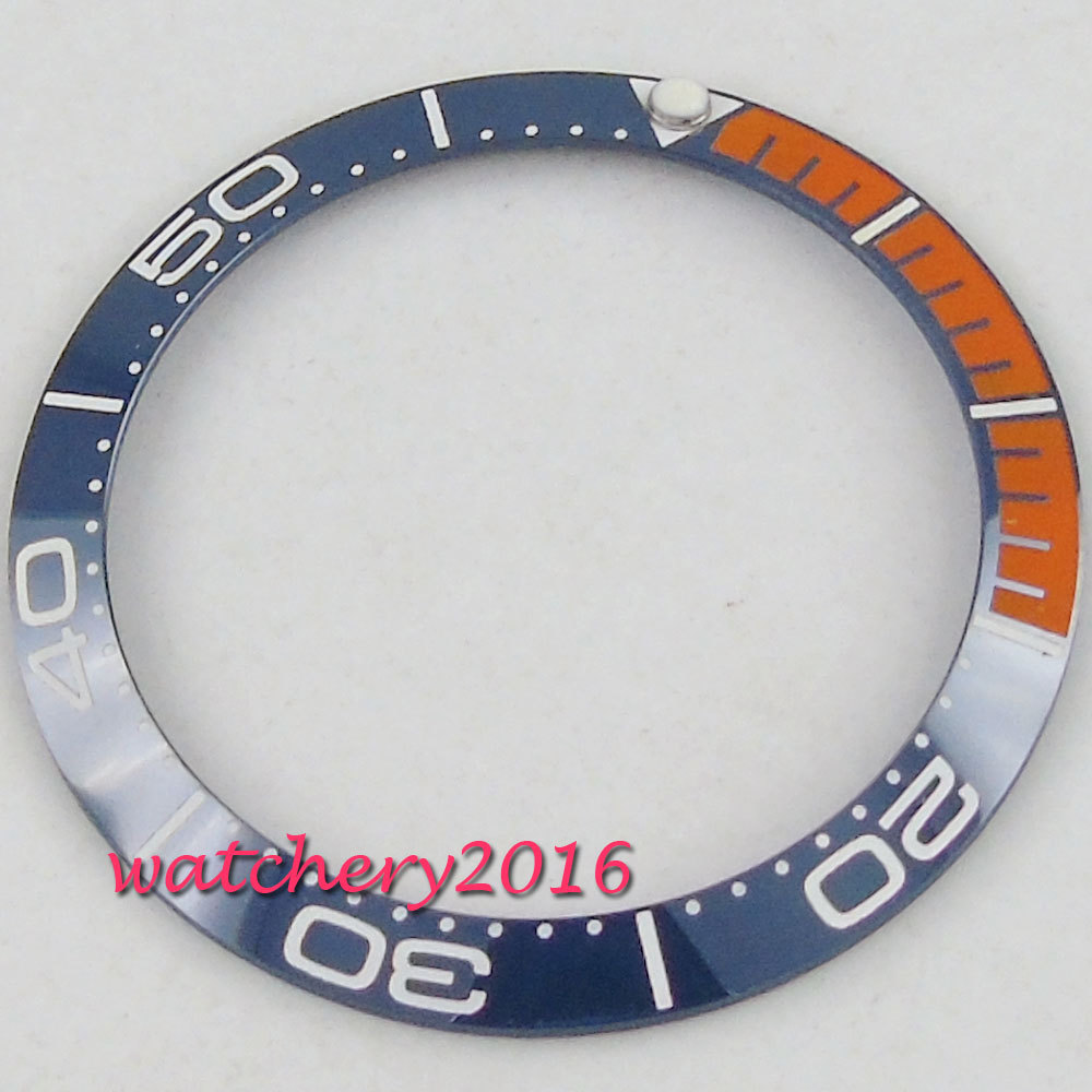 38mm Rotating Blue & orange ceramic bezel insert for Automatic men's Watch Bezel