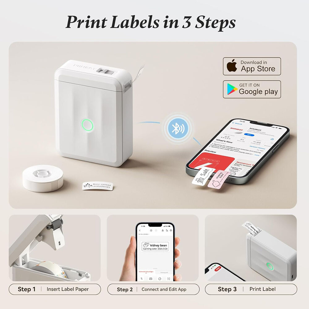 NIIMBOT D110 Bluetooth Label Maker with Tape Portable Thermal Label Printer