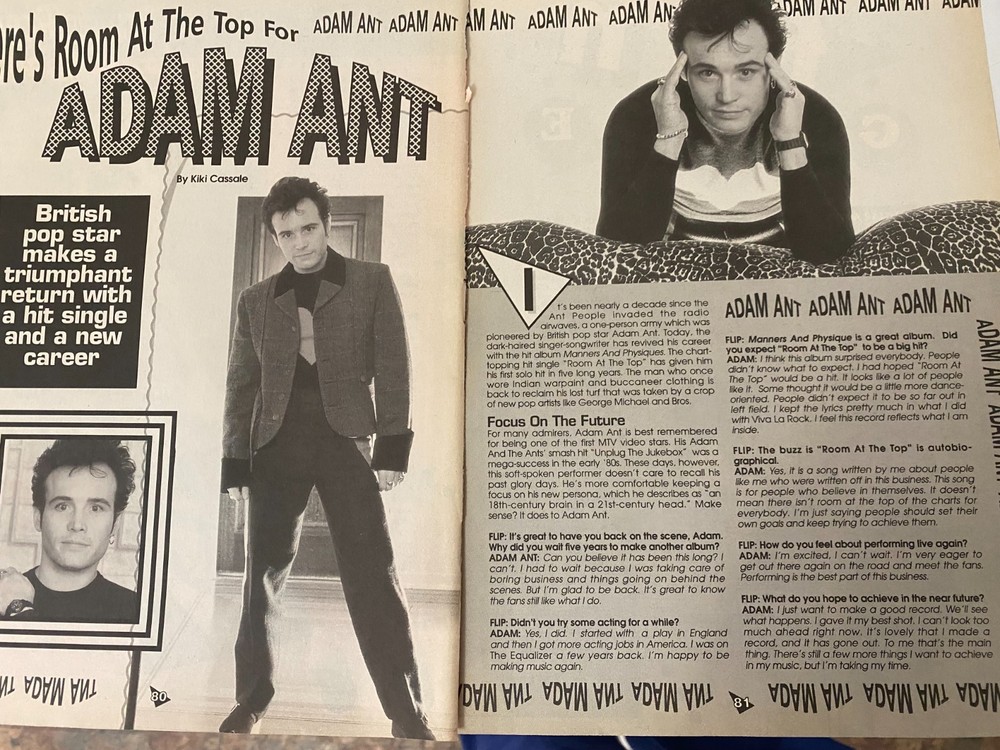Adam Ant, Two Page Vintage Clipping