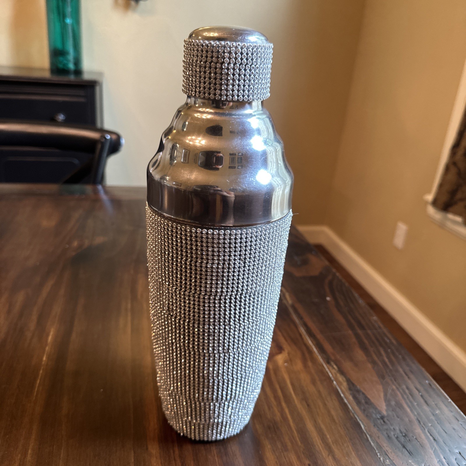 Rhinestone Cocktail Shaker Silver Stainless Steel 1 Piece Medium