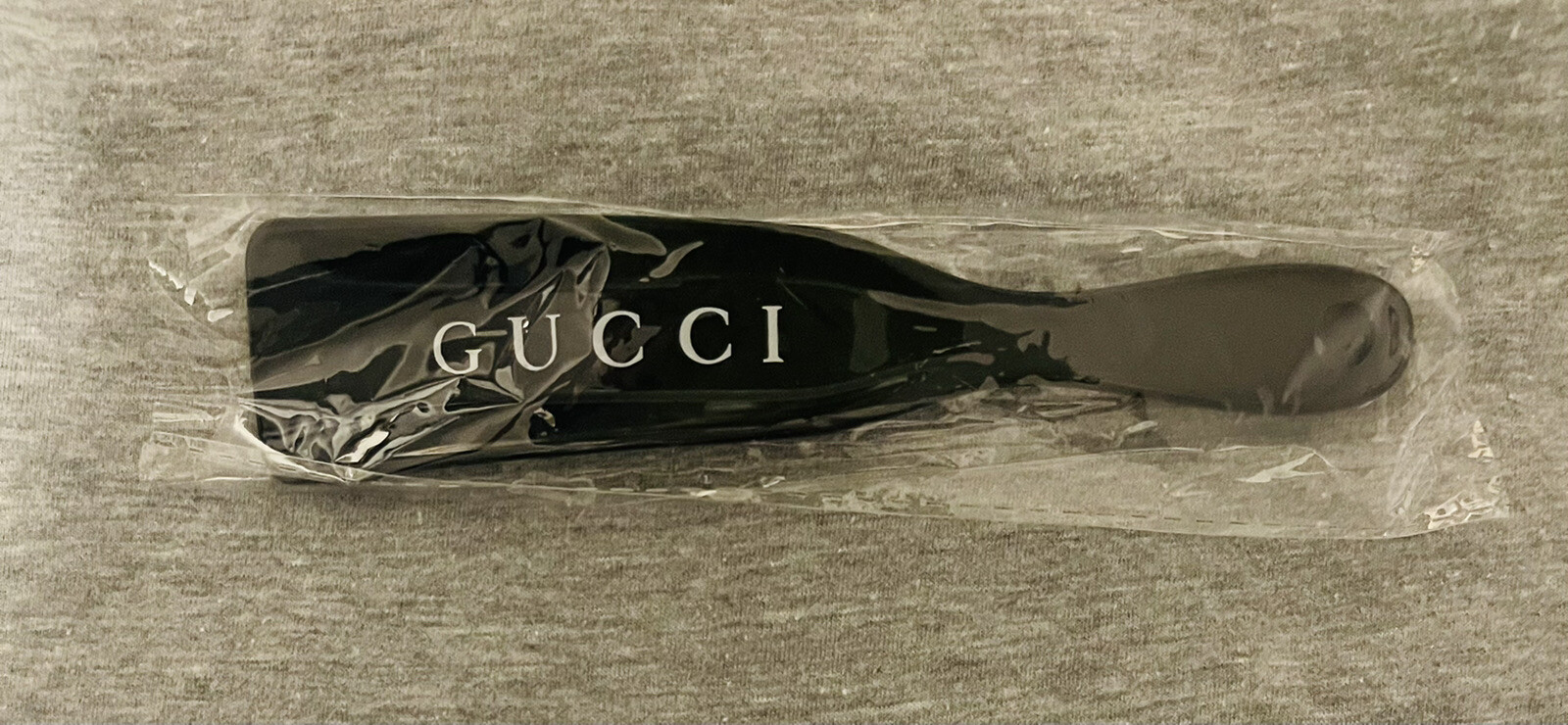 GUCCI Shoe Horn 7" Designer Logo - Black Heavy Plastic NEW In Wrapper