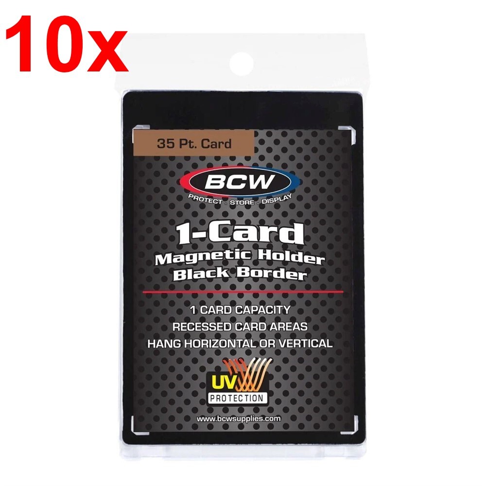 Lot of 10 BCW Magnetic Single Trading Card Black Border Holder Display Frames