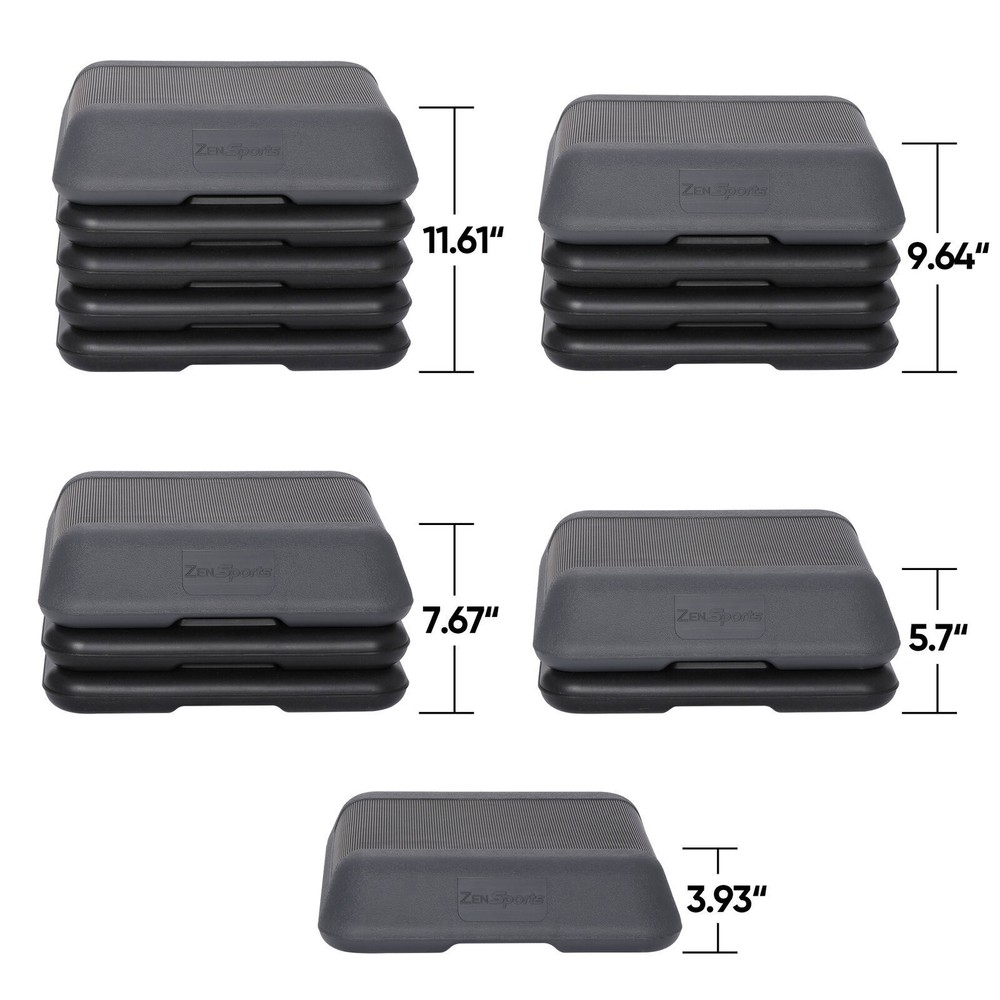 Adjustable High Step Aerobic Platform with 4 Risers Training Device 16" x 16"