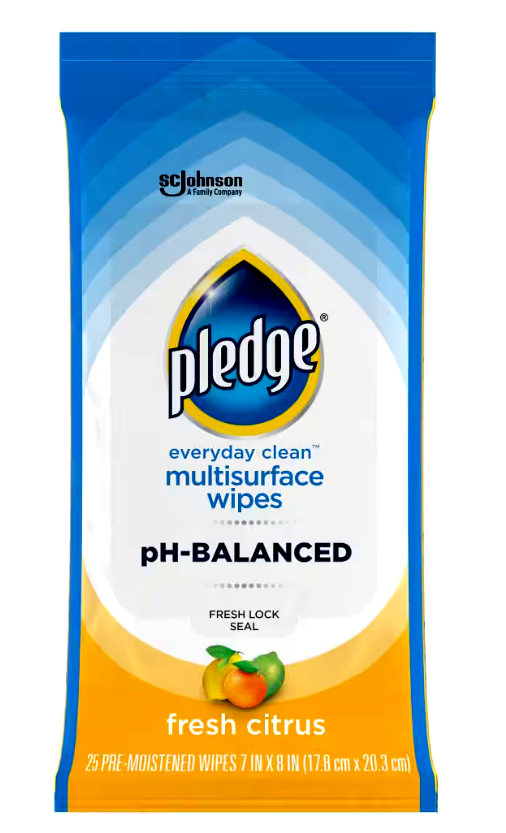 Pledge Multi-Surface Wipes, pH-Balanced formula - 25 ct.