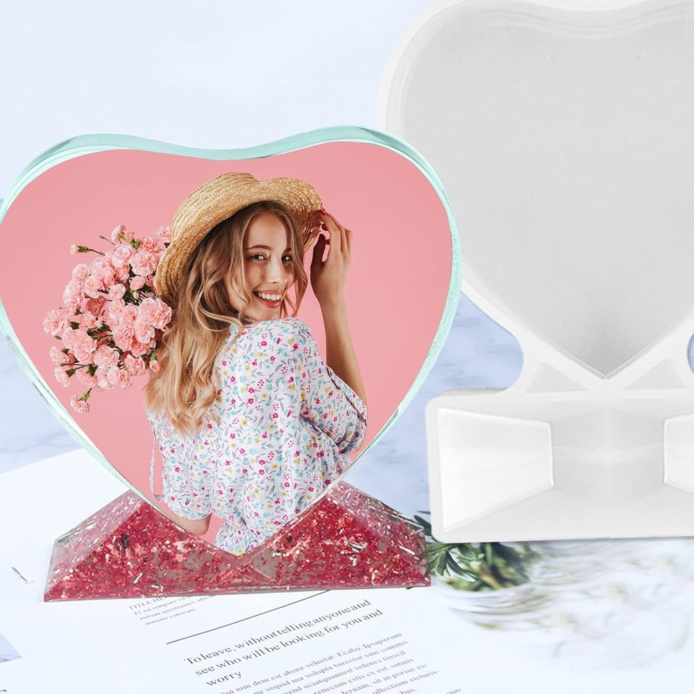 2-Pack Silicone Photo Frame Resin Molds Set - Rectangle & Heart Epoxy Casting...