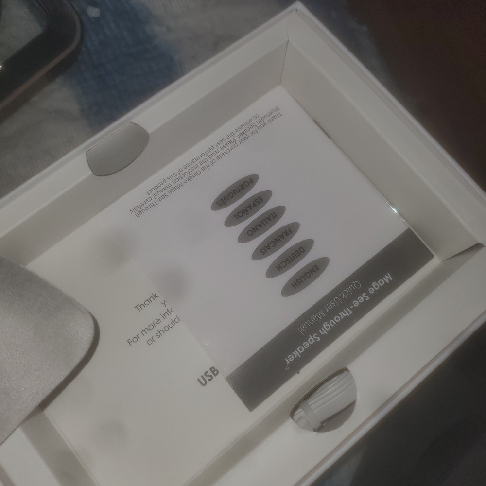 Bluetooth Speaker With LED Light Walnut Mage See-Through Rechargeable