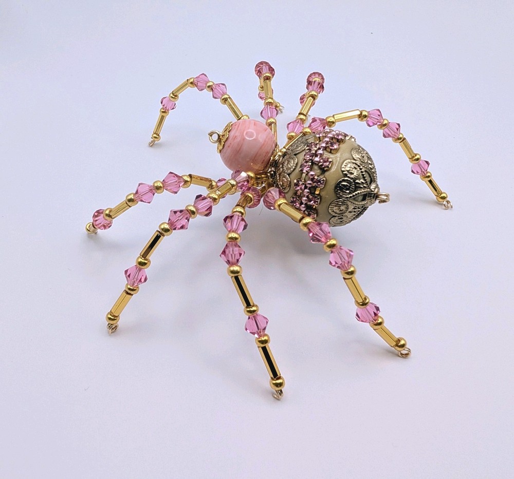 Beautiful Handmade Pink  Beaded Spider