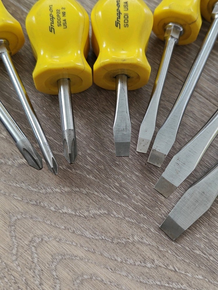 Snap On Tools USA 8pc Yellow Hard Handle Screwdriver Set Phillips Flat