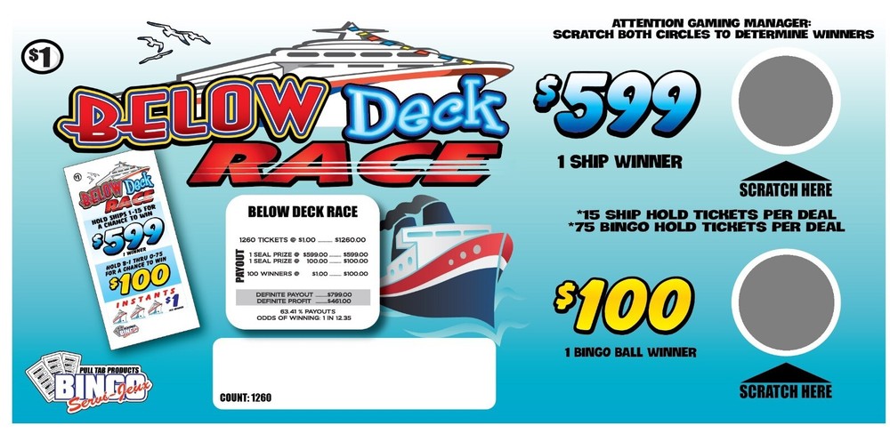 NEW pull tickets BELOW DECK RACE - Seal Card Tabs