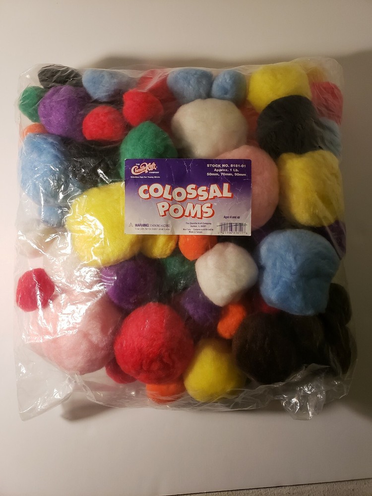 Chenille Kraft Colossal Non-Toxic Pom Pon, Assorted Size, Assorted Bright Col...