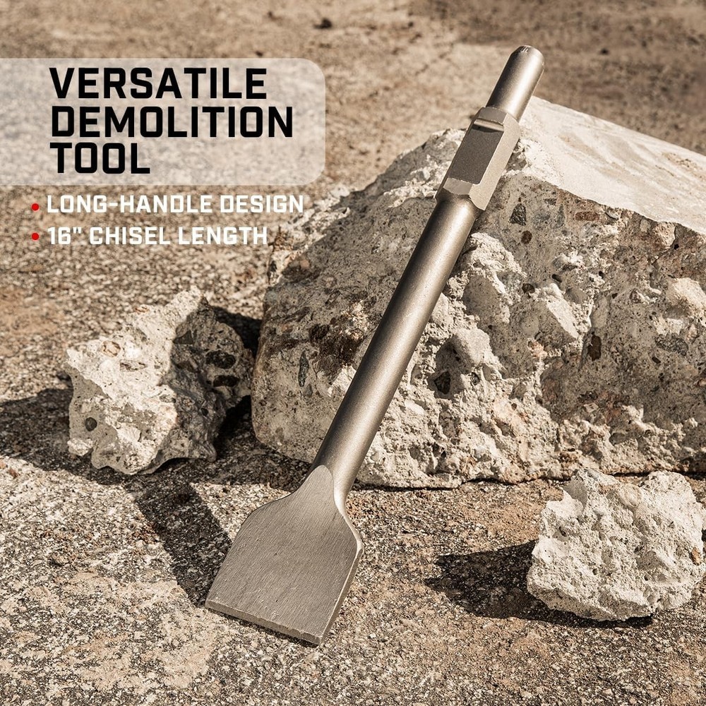 Durable 1-1/8" Hex Tile Chisel 3" Wide for Efficient Demolition & Masonry Work