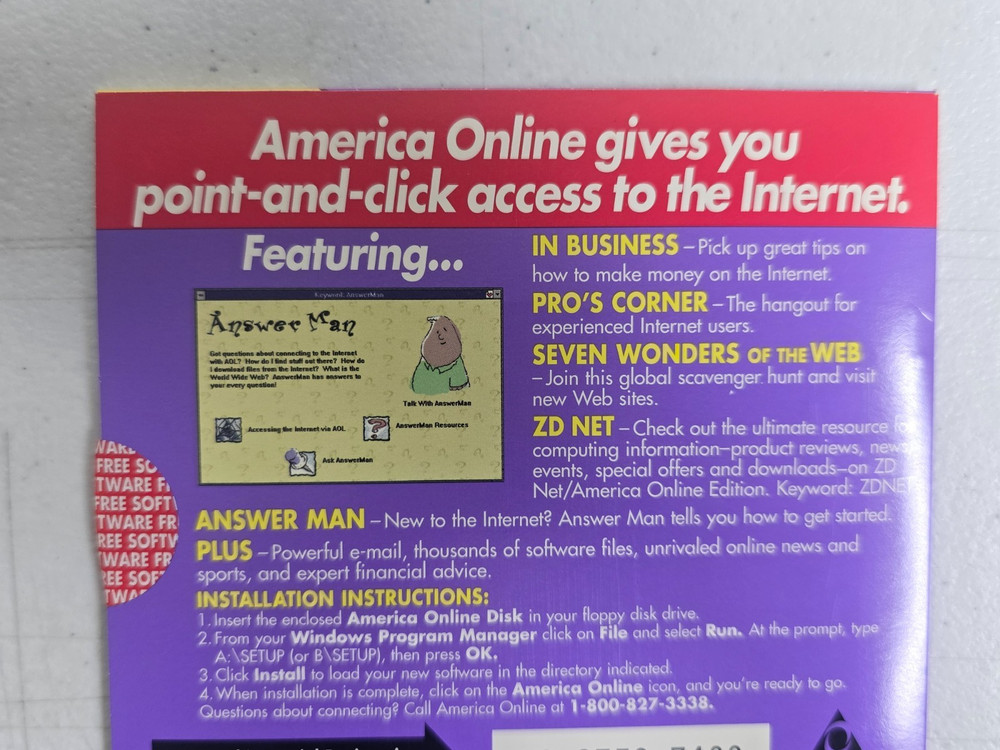 AOL America Online Version 2.5 Floppy Disk Internet PowerPac PC Computing Vtg