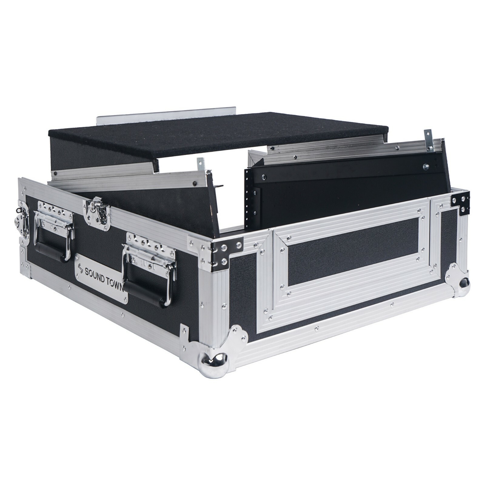 Sound Town 2U Glide Style Case with 11U Slant Mixer 20” Rackable Depth STMR-2ULT