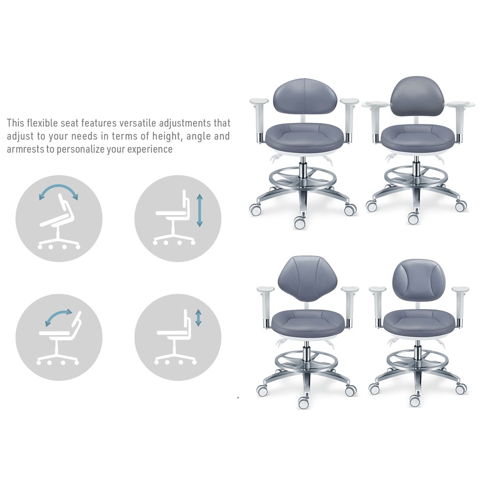 Ergonomic Dentistry Microscope Chair Adjustable Dentist Stool Microfiber Leather