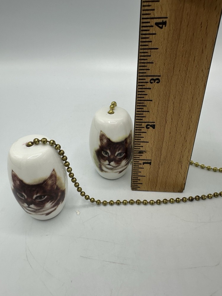 Ceiling Fan Pull Chain White Ceramic Cat Face