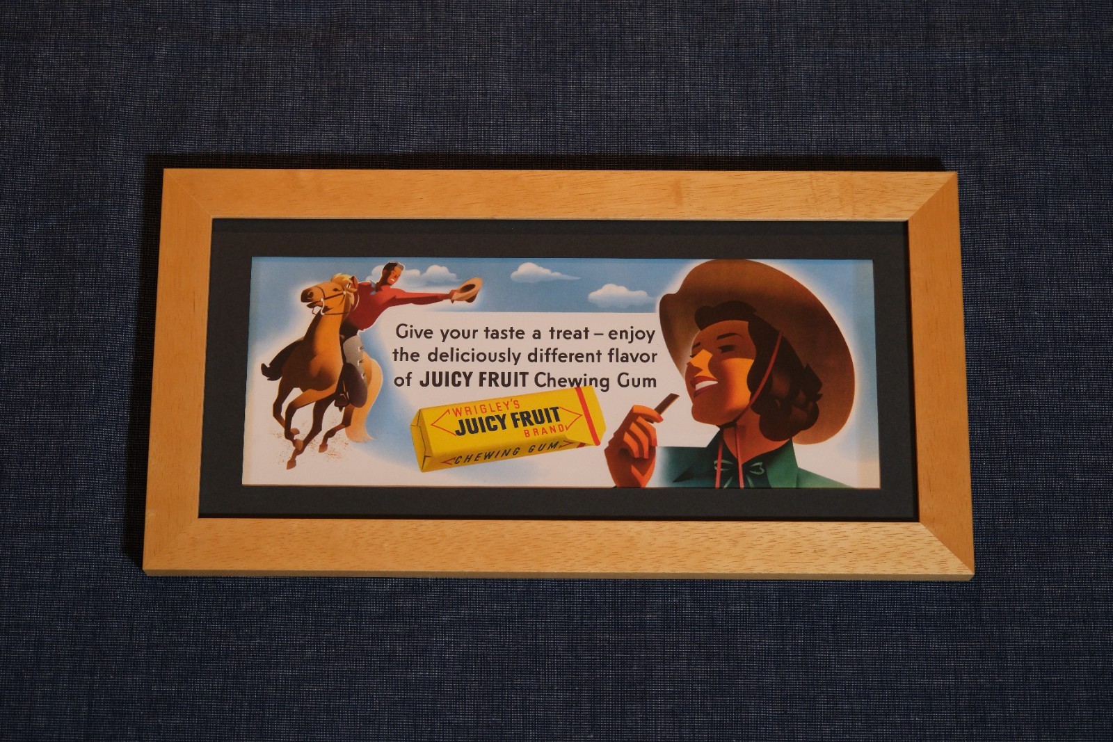 Vtg 1940's Otis Shepard Western Wrigley's Juicy Fruit Gum Lithograph Sign B-1048