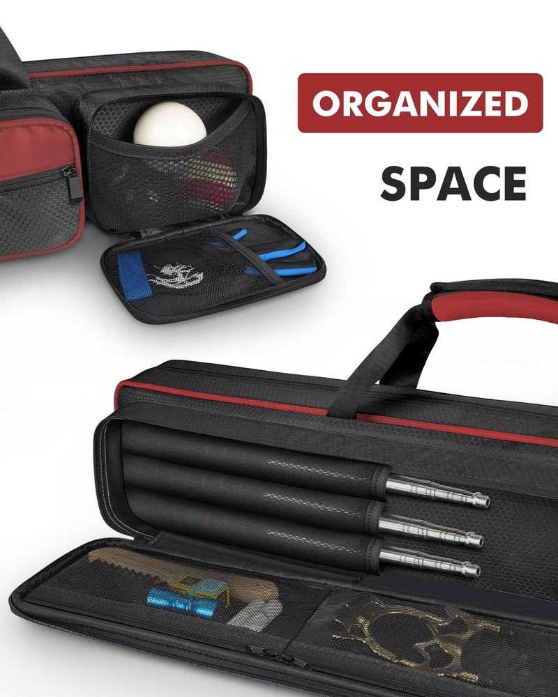 Pool Cue Case 4x5, Stick with Red/Black