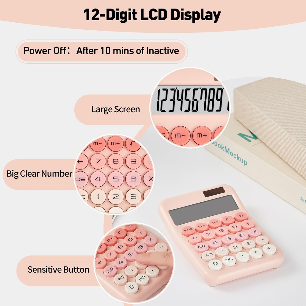 Small Desktop Calculator with LCD Large Display and Sensitive Button, Dual So...