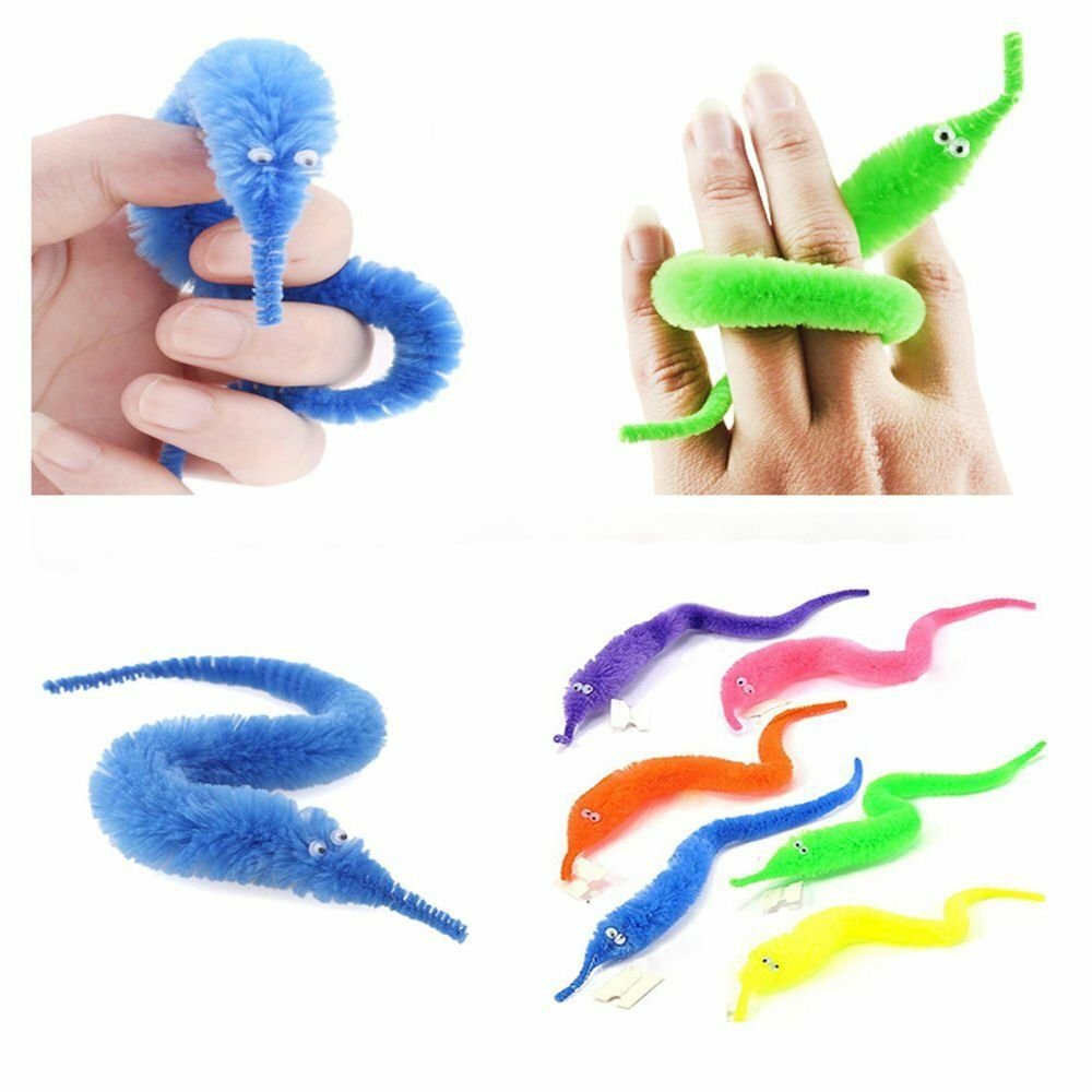 SUPER MAGIC WORMS ~ USA ~ Toy 5 / 10 / 20 / 40 Pcs Twisty Fuzzy Wiggle Favor