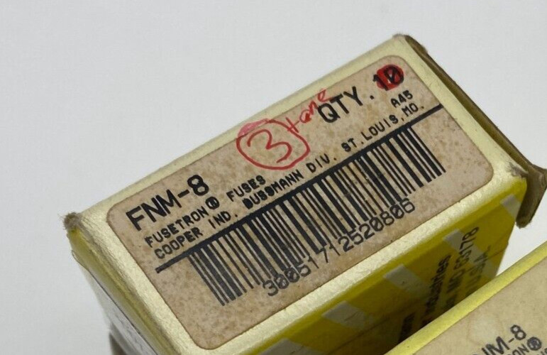 Cooper Bussmann FNM-8 Buss Midget Fuse BOX OF 3🔔