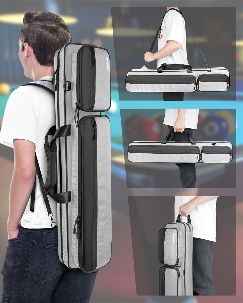 Pool Cue Case, Stick Case 4x5 with 4x5, Grey/Black
