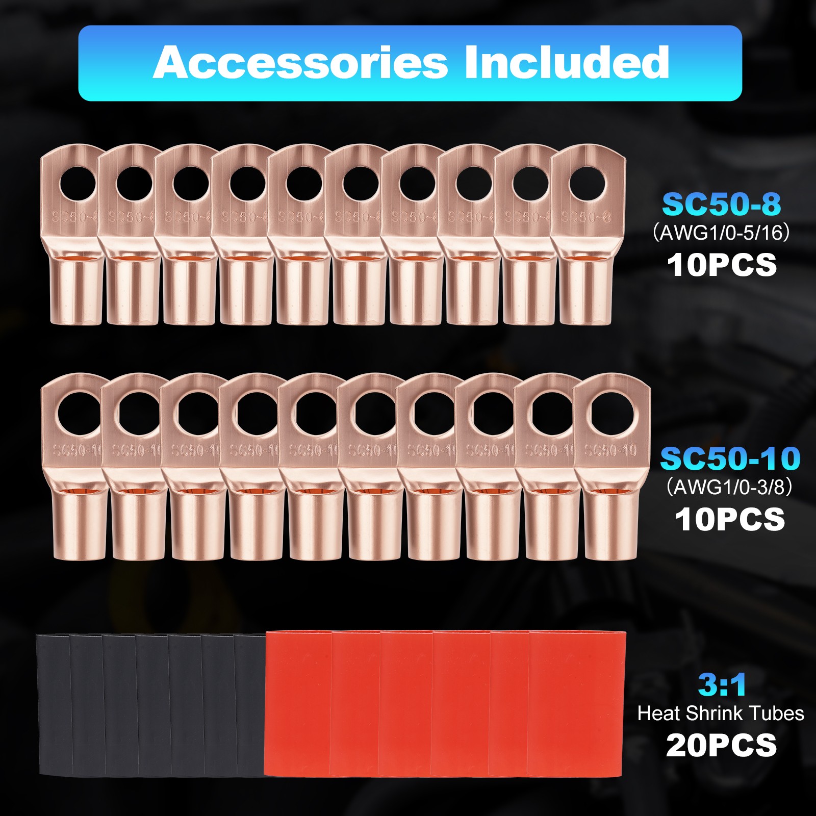 1/0 AWG 40FT Battery Cable 1/0 Gauge Wire Copper Clad Aluminum CCA Amp Wiring