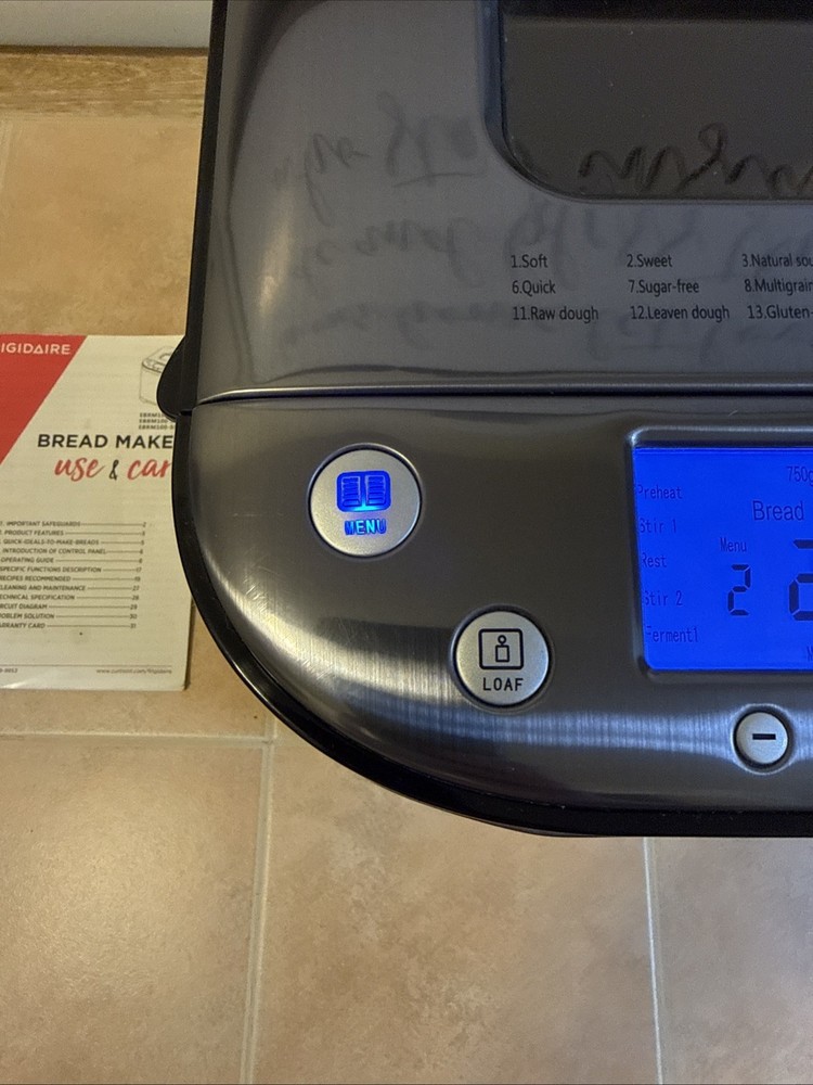 Frigidaire EBRM100 2LB Stainless Steel Bread Maker 15 Programs LCD Display