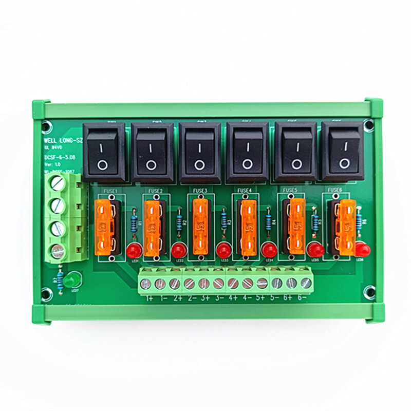 DIN Rail Mount 6 Position Switch Power Distribution Module Fuse Splitter Board