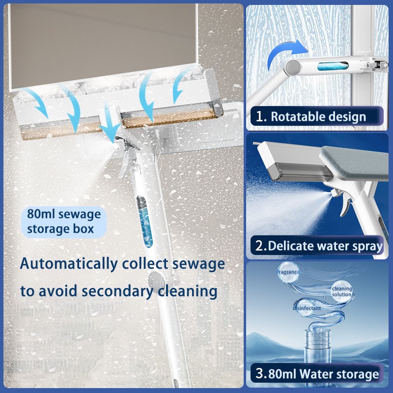 Squeegee Window Cleaner Car Home Shower 2in1 Window Cleaning Tool Extension Pole