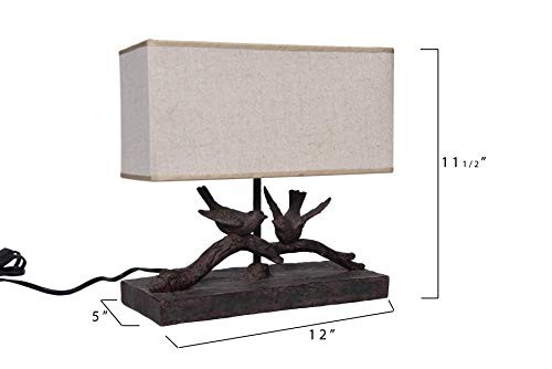 Rustic Bird Lamp with Rectangle Shade Bronze