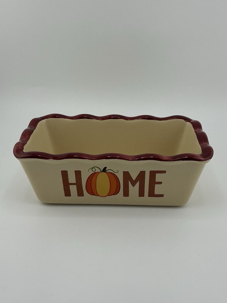 Nantucket Mini Loaf Pan Stoneware Fall Theme Pumpkin