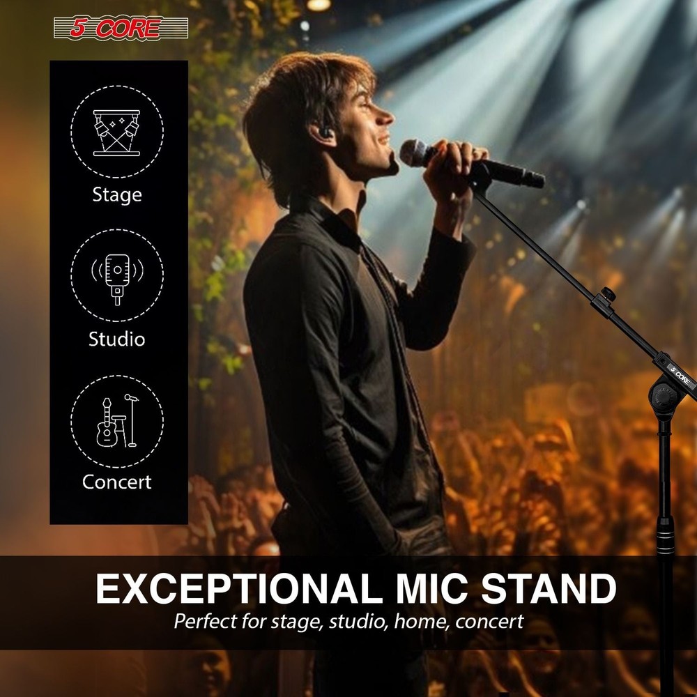 Microphone Stand Floor Height Adjustable w Extending Telescoping Boom Arm