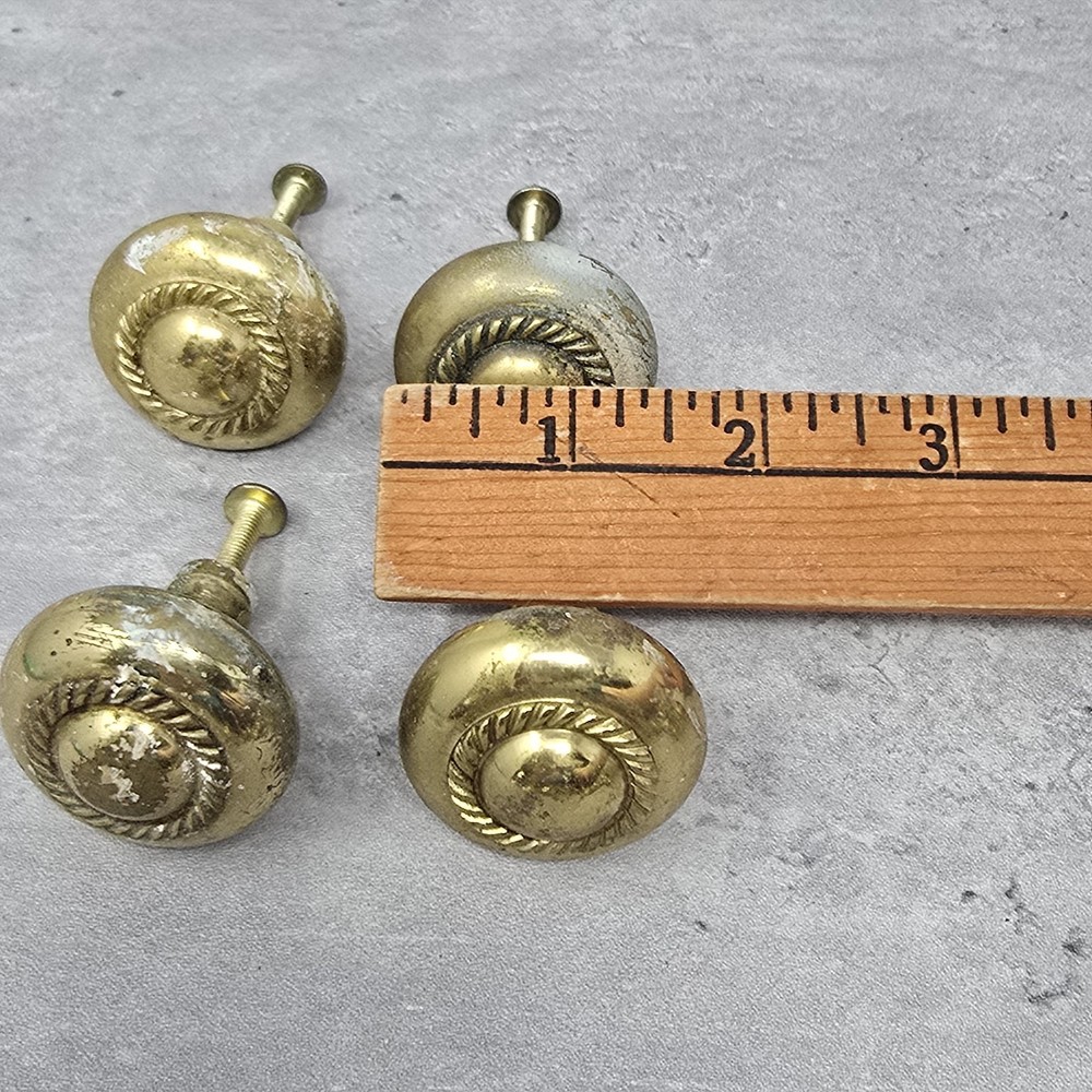 Lot Drawer Pulls Knobs Brass MCM Architectural Salvage Hardware Rope Design 1.5"