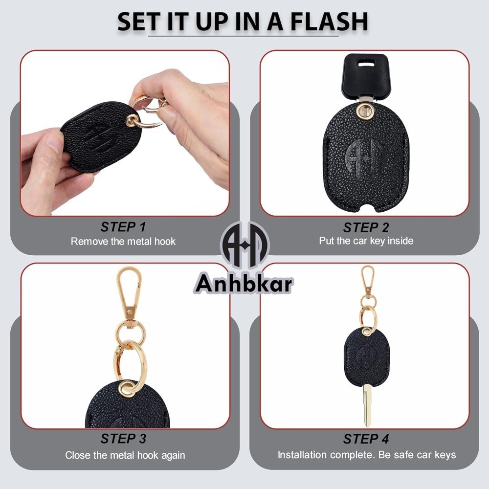 Leather Key Sleeve Cover Replacement for Broken Car Key Loop Protector Holder
