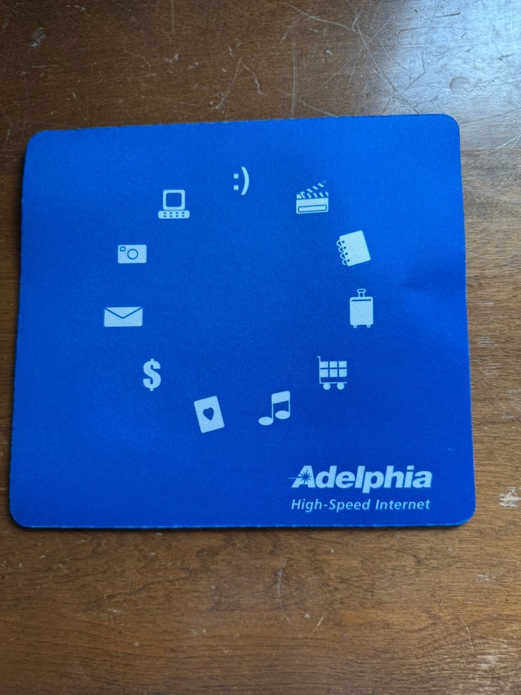 Vintage Adelphia High-Speed Internet Mousepad Defunct Cable Tech Memorabilia