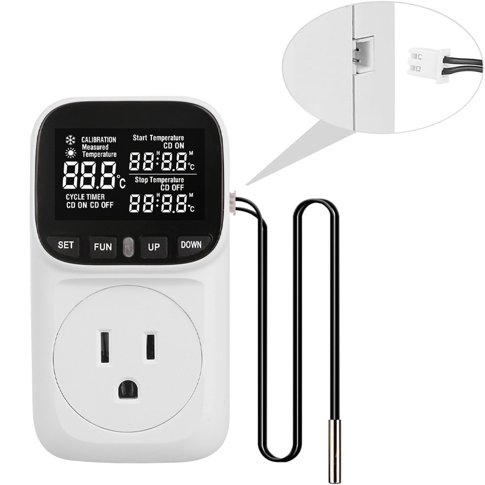 Digital Temperature Controller, Thermostat Outlet Plug,Cyclic Timing White