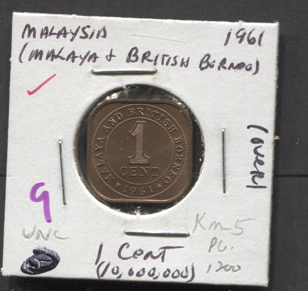 1961- Malaysia-UNC. 1 Cent